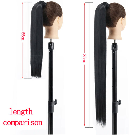 34'' Synthetic Hair Long Straight Ponytail Wrap Around Clip in Hair Extensions In Assorted Colors