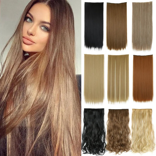Synthetic Long Straight Clip In Hair Extension