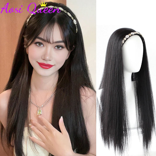 Synthetic Hair Band Long Wig