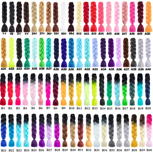 24'' 100G Synthetic Jumbo Braiding Hair Ombre Rainbow Hair Extensions Festival Jumbo Crochet Hair Weaving Box Braids Hairpieces