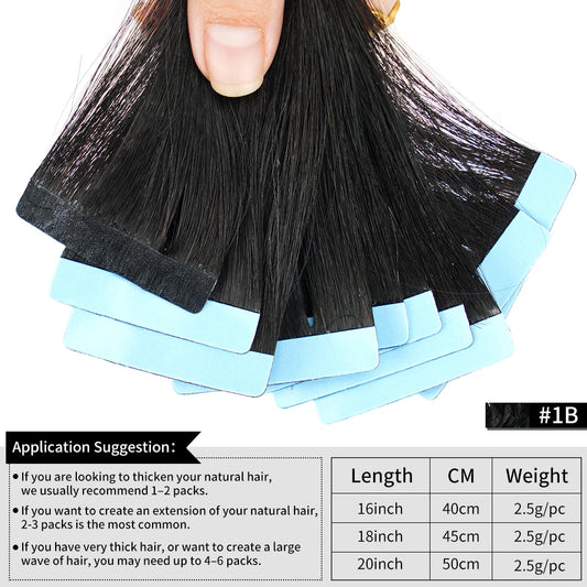24 inches Tape In Natural Look Hair Extensions 20Pcs For Thin Hair